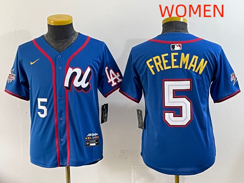 women 2025 Los Angeles Dodgers #5 Freeman Blue Nike 2025 MLB All Star Jersey style 004